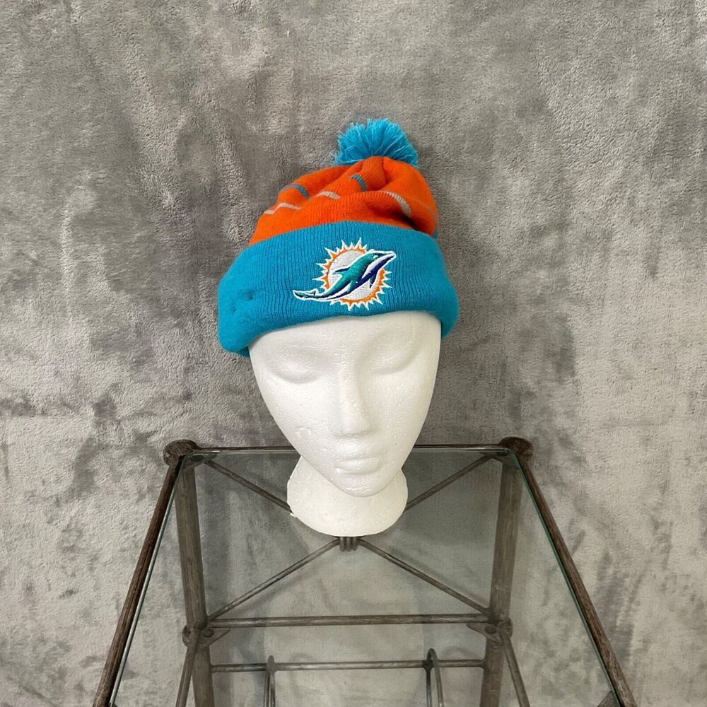 New Era NFL MIAMI DOLPHINS Beanie Knit Pom Pom Cap OSFM Winter Dolphin Logo